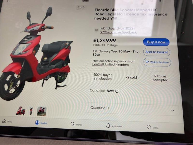 BRAND NEW ELECTRIC MOPED SCOOTER FUN2RIDE in B77 Tamworth for £900.00