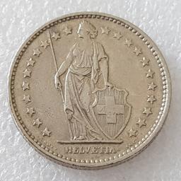 2 Franken Schweiz 1969, 8,8 g, Durchmesser 27 mm