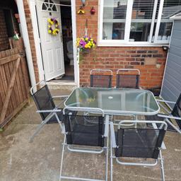 Garden table and 6 chairs selling as we don't use it and want the room I'm the Garden pick up only shotton £75 NO OFFERS