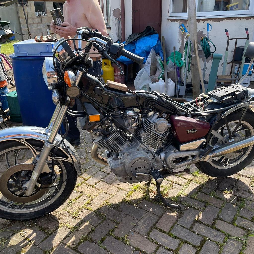 here is my rare Yamaha Virago for sale, it's only done 14000 odd mile's and runs perfectly and reliable. I don't ride anymore and it's on SORN at present.
it's a tax and MOT free classic and ULEZ exempt - needs a bit of work (noisy start clutch) to improve it but the battery is dead and will need a jump start to hear it running.
The quality of these bikes is amazing and when polished look great. I have the tank and seat stored separately.
the bike is cash on collection and location is Wirral CH46