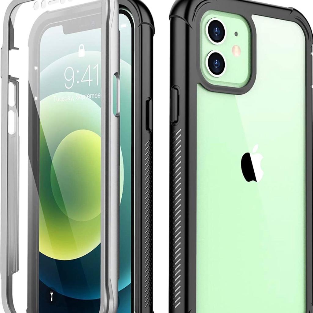 A fully protective case for iPhone 5.4” (12 Mini, 13 Mini ) with a built in screen protector. The case features corner bumps and raised camera lips to enhance protection. The case supports wireless charging.