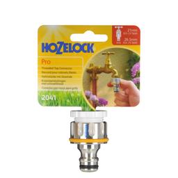 Hozelock 2041 Pro Metal Threaded Tap Connector 12.5-19mm (1/2-3/4in)

Produced from nickel-plated brass, this connector is strong, durable, scratch and frost resistant. Securely attaches to 95% of outdoor threaded taps, by simply screwing it onto the end of the tap. It includes a ½″ adaptor for older taps. Ideal for use with the Hozelock quick connect system, to ensure a leak-free connection every time.

Ideal for use with all 12.5mm 1/2" and 15mm 5/8ths" hoses
Features and benefits

Converts your tap into a Hozelock quick connect system
High quality nickel-plated brass for increased durability
Scratch and frost resistant

2 Available
Feel free to ask any question.
May post if required.