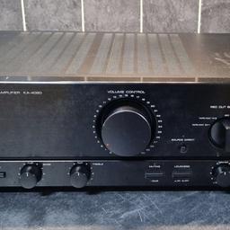 If you see it,  it's still available!

SPARES OR REPAIRS!

Kenwood KA-4020 stereo amplifier in good condition but no power so selling as spares or repairs. 
Has a few marks on top and sides but nothing major. 
75w per channel 
Bass and Treble adjustment 
Loudness Enhancement 
Multiple inputs including Phono 

Cash on collection or postage at buyers cost and risk 

Please check my other items