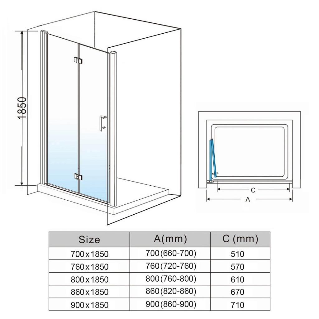 Black 6mm Bifold Frameless Shower Door 860mm in B70 Bromwich for £150. ...