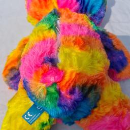 Teddy Besr Rainbow LGTBQT adorable. See photos for condition size flaws materials etc. I can offer try before you buy option if you are local but if viewing on an auction site viewing STRICTLY prior to end of auction.  If you bid and win it's yours. Cash on collection or post at extra cost which is £4.55 Royal Mail second class. I can offer free local delivery within five miles of my postcode which is LS104NF. Listed on five other sites so it may end abruptly. Don't be disappointed. Any questions please ask and I will answer asap.
