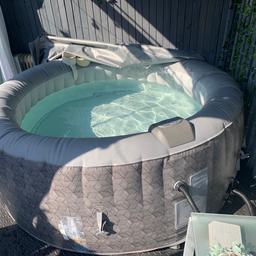 Cleverspa hot tub. Fully working but has been repaired numerous times and now leaking air again so bought new one. Temperature and bubbles etc work perfect. Once the puncture is fixed it will be great. Cheap if your willing to fix yourself.

Includes hot tub. ,cover, storage bag and the pipe to inflate.