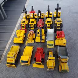 20 Vintage Matchbox and Corgi construction vehicles in played with condition. Some are missing bits and others complete. Selling as Spares or Repairs.