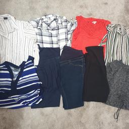 Maternity bundle 
3 Trousers all size 10, George, redherring and mothercare
5 Dresses size 10 and medium Dorothy Perkins, h&m and George 
1 top mothercare size 8
Generally in good condition