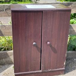 Brown Wooden storage Cupboard - great for Shoes, CD’s, DVDs, etc. It does have scratches, scrapes and marks - but still functions as it should. Needs a really good clean - storage dirt (dust etc), price reflects the issues.

🏡 Pick up near ikea Nottingham 🏡
🚐 Shipping can be arranged at cost 🚐
🤔 Any Questions?? Please ask away 🤔

💕Lots more items to see 💕