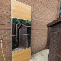 4 x oak and mirror sliding doors . comes with fittings