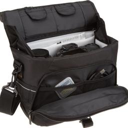 DSLR Gadget Messenger Bag, Black With Grey Interior

DSLR Gadget Shoulder Bag Large Camera Accessories Basic Messenger 
Modern Elegant
Black Messenger Bag with Grey Interior: 

Store, carry and protect your camera equipment
Compartment for iPad Mini, Google Nexus 7 and Amazon Kindle Fire
Holds 1 DSLR camera body and 2 lenses
Internal Dimensions: 10.2" x 3.7" x 6.8" (LxWxH)
External Dimensions: 11.6" x 4.9" x 7.8" (LxWxH)
The Amazon Basics Medium DSLR Gadget Bag is a must have for carrying your DSLR camera, lenses, 
and other camera accessories.
No matter what equipment you use, the removable interior of the Amazon Basics backpack can be 
adjusted to fit a DSLR camera body, two lenses, and other accessories. 
The large gadget bag features a padded slot that is able to fit iPad mini, Kindle Fire, Google Nexus 7, and other small devices. Additional pockets in the front offer a space for a cell phone and other electronics and accessories