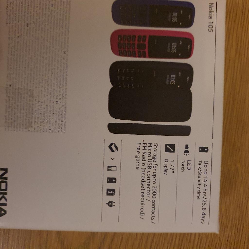 Brand New in Box
Nokia 105
Not been used and in original packaging
