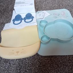 brand new2baby bibs 2silicone teethers and plate