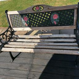 cast-iron bench &2 chairs bench just needs 2 new slats at the back of bench VERY HEAVY