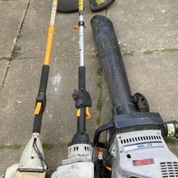 Selection of Untested Petrol Gardening Tools. Spares or Repair.

2 Ryobi Strimmers
1 Ryobi Leaf Blower

All motors are present and probably serviceable for someone who knows what they’re doing. 
I have no idea if anything is wrong with any of them. Originally came as part of a job lot with other items.