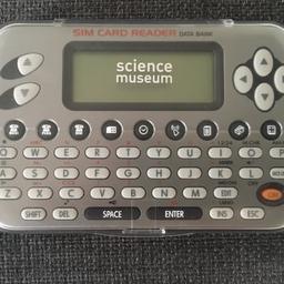 Science Museum SIM card data bank. Brand new. Original packaging. Never been used. Stores details from up to 3 SIM cards. Includes other features such as address book, world time feature with alarm clock, calculator, daily schedule, memo settings, security lock.

2 x CR2025 Button Cell batteries