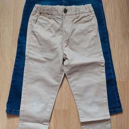 Boys 2 pairs of trousers in very good condition. jeans from Next hardly used, beige Chinos from M&S.