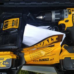 DeWalt Brushless 18v drill - 2x18v 5.0ah XR Li-ION batteries - battery charging station in original case. Perfect working order used only couple of times.
