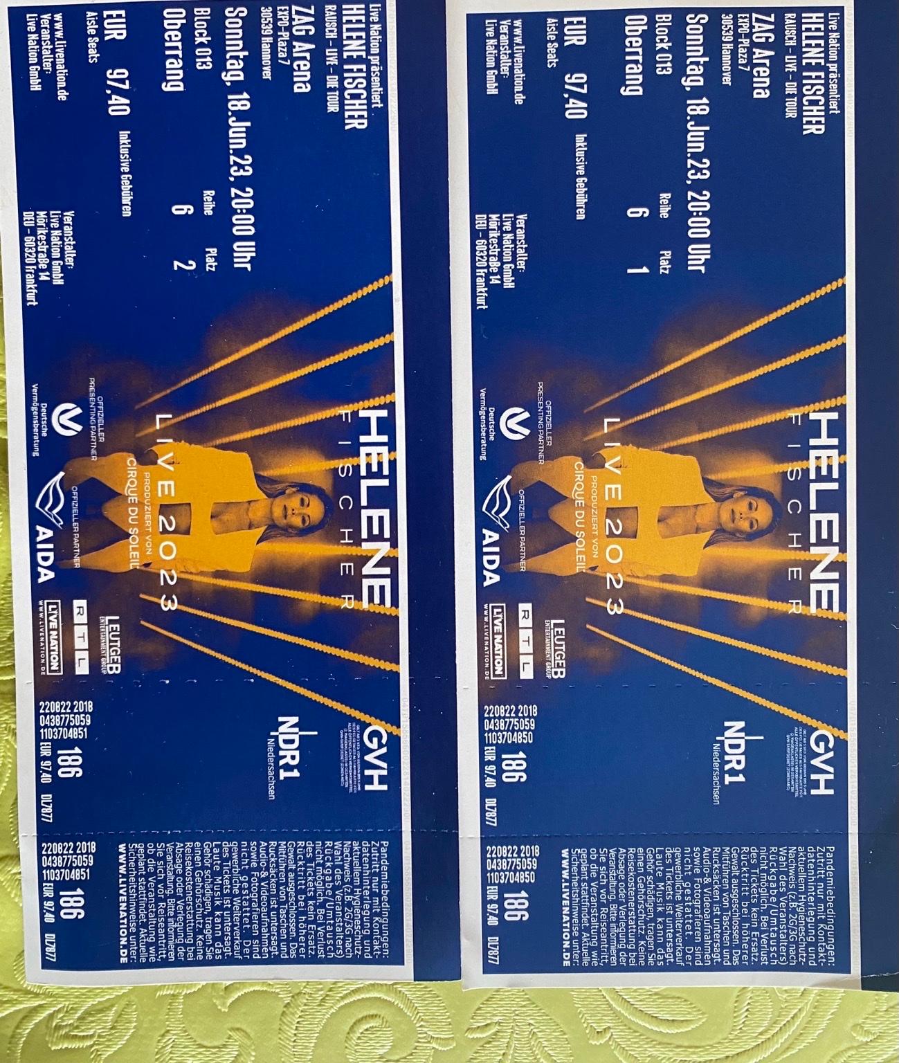  Helene Fischer Hannover 18.06.2023 in 30179 Hannover für 120,00 € zum Illustration 