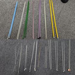 Various sized knitting needs, double ended knitting needles, Crochet needles, pins and row counters, more than you see on the pics, but cant show them all. Sell job lot for