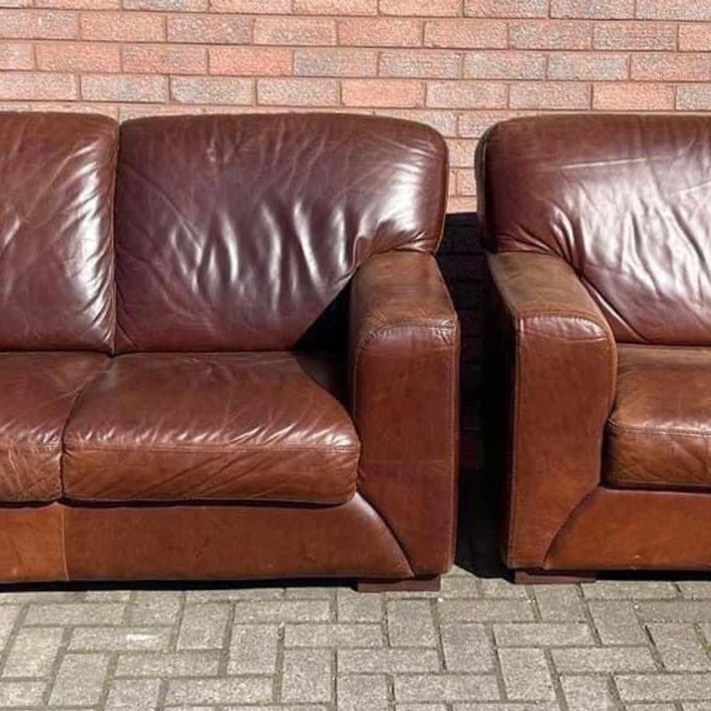 Pre owned 3+2 leather sofa in S62 Parkgate for £100.00 for sale Shpock