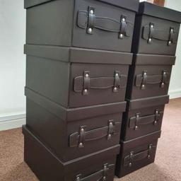 Storage leather boxes
In great condition
Like New
Colour Brown
Material Leather
Closure type pull out
2 Side handles
Stylish and sturdy large storage boxes.
Suitable For home, bedroom, living room, and home office etc.

Dimensions
L 31 cm
W 23 cm
D 15.5 cm

Collection from Leicester le2
Delivery available