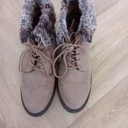 like new brown swade boots worn once around the house  standard fit from m&s
