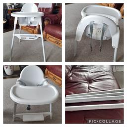 Bebe style classic white 2 in 1 high chair @junior chair steel.legs, removable wipe clean tray, 2 position tray, 2 position footrest, harness, folded dimensions 33x36.5x45cm used excellent condition £10
also on other sites
collection hoddesdon