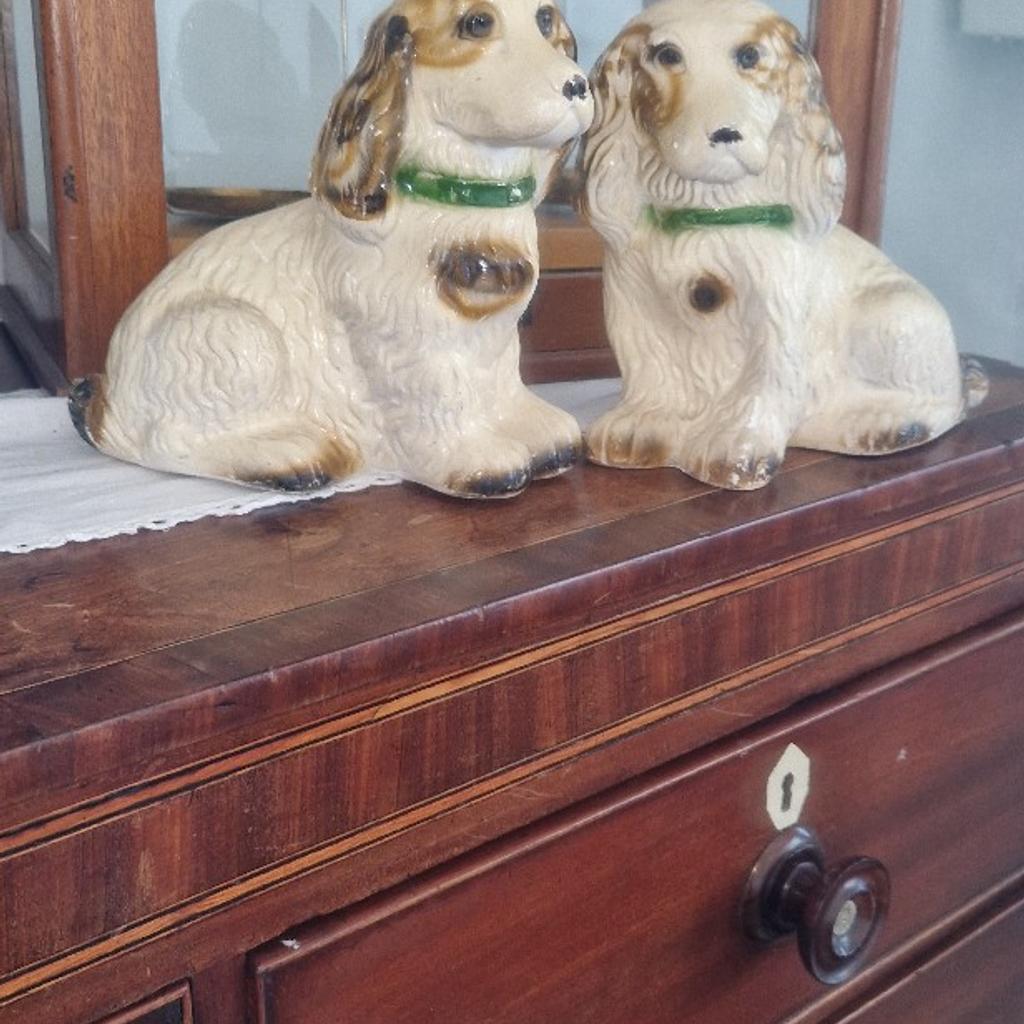 Pair of Vintage Chalk Spaniels Ornaments 7.5" x 9" approx