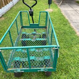 Garden trolley with cover
Drop sides for easy access
Comes with cover
100cm length 
51 wide 
34cm height 