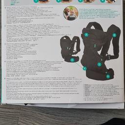 infantino baby carrier
reversible
4 ways to carry
adjustable head support
adjustable seat, leg opening, straps and waist belt for comfort

 delivery local to me available..just ask