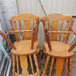 4 solid wood chairs come with normal wear and tear , but generally in good condition.

£60 ono cash only.

Can deliver local for free.