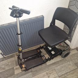 hi for sale luggie folding mobility scooter will fit in any car boot excellent condition we had it for 3 years bought second hand been informed its 2015 model had very lite use any inspection welcome bargain battery life is over a weeks worth of use before needs charging £350