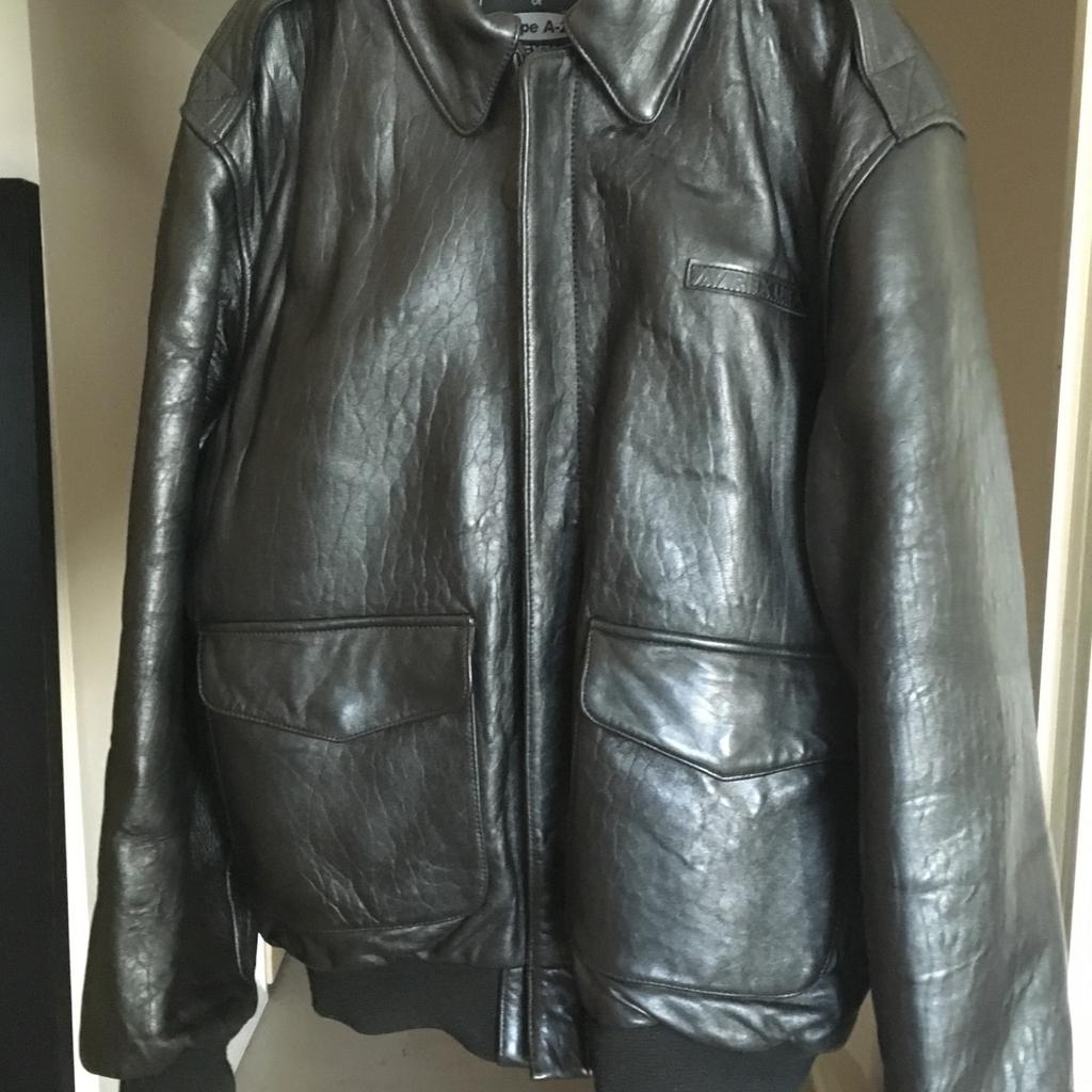 Leather jacket made from an undoubted brand of the top leathers brand Avirex. The highest top leather finishes to this particular jacket. Plain black/Excellent Condition.