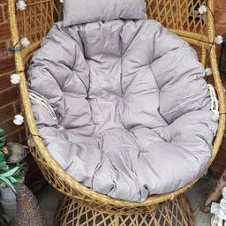 wicker cocoon swivel chair with new cushion hardly used