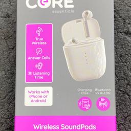 CORE WIRELESS SOUNDPODS
Listen to music and answer calls on  iPhone or Android phones with  our True Wireless Soundpods. 

True wireless
Answer calls
Volume adjust
3h listening time
3x charges via case
Charging case

 £19.99

Collection only from our shop in Ashton-in-Makerfield.  Thanks.