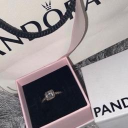 Pandora silver square ring has been worn a number
of times but in perfect condition. the size in
Pandora is 60 but I was unsure which one that is on
here. Comes in bag & box