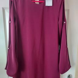 New burgurdy  dress  Warehouse size 10 button open sleaves