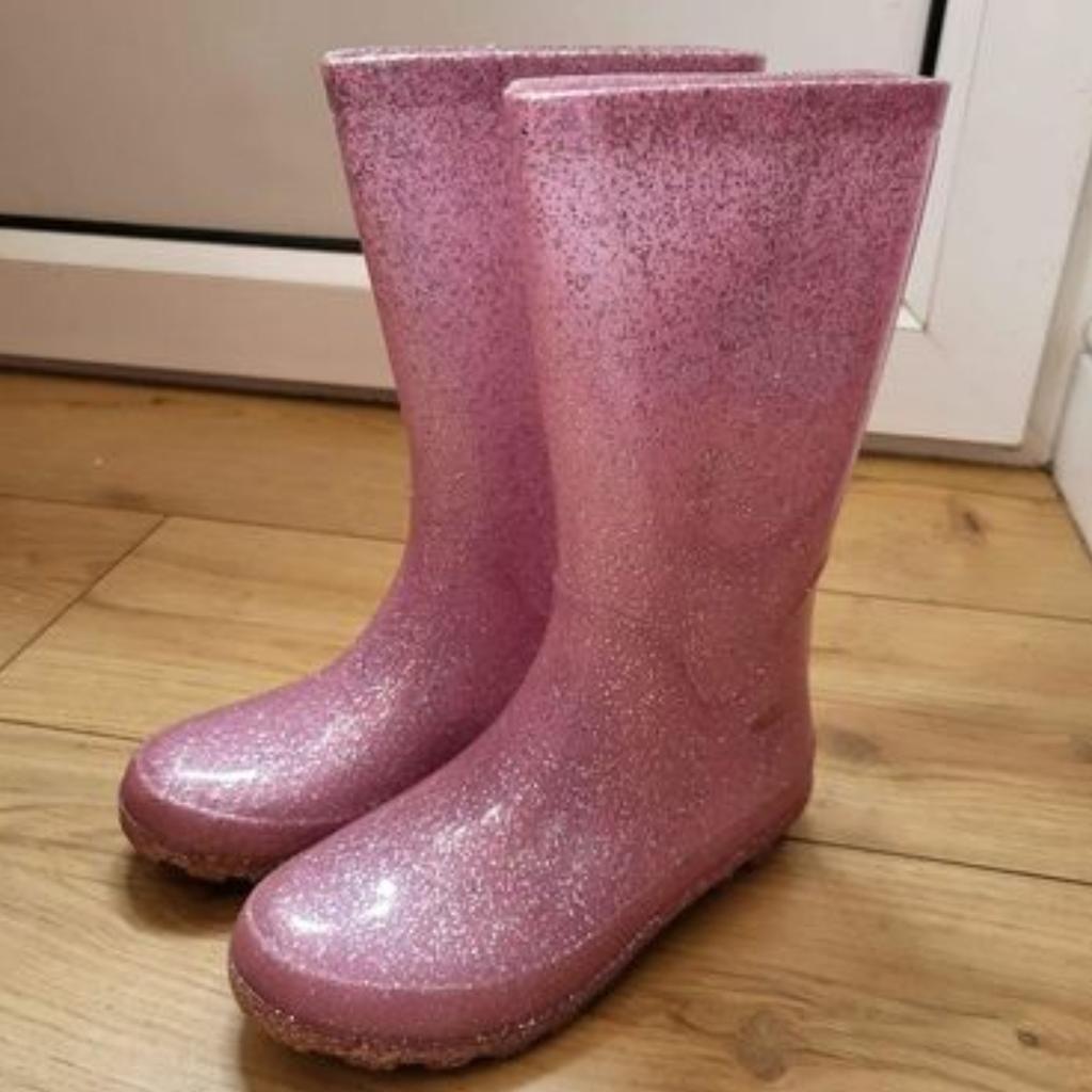 Girls Size 1 pink Sparkly wellies boots