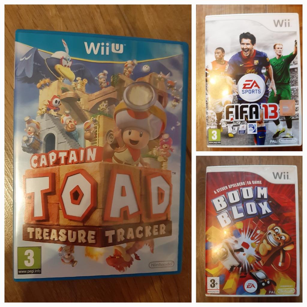captain Toad treasure tracker wii u £15
Boom blox for wii £5
Fifa 13 for wii £10