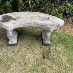 Concrete bench , squirrel 🐿️ feature legs. Dimensions as seen in photos. Comes in 3 pieces. It’s had a pot on it but the mark can be jet washed off. Heavy. Buyer to collect £75 ono
