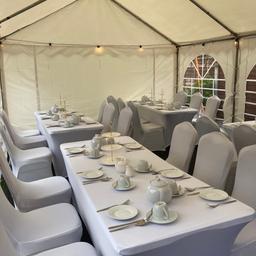 Brand New for 2023


Afternoon Tea 🫖 🍰 🥪 

Our fantastic marquees can now come complete with our afternoon tea setup including everything you need for that perfect garden tea party! 

Included with the package is:
•PVC marquee hire
•Tables and Chairs (chairs are cushioned banqueting chairs - not plastic) 
•White Table and Chair Covers 
•Carpet 
•Warm White Festoon Lighting
•3 Tier cake stands 
•Teapots
•Sideplates
•Cups and Saucers 
£50.00 to secure your date