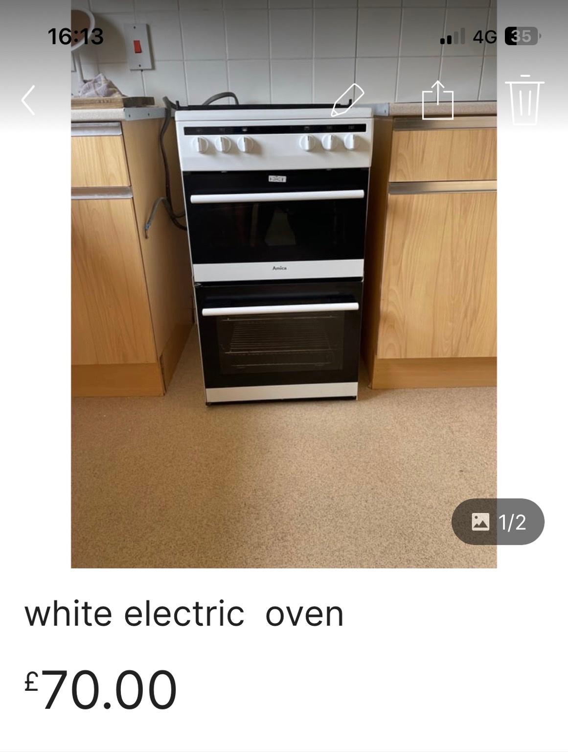white electric oven in BH10 Kinson for £70.00 for sale Shpock