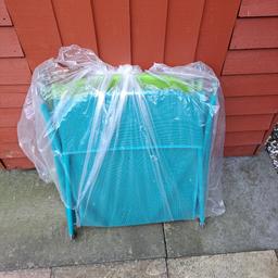Garden loungers Green Used previously,  Blue taken out twice. Stored in shed. very good clean condition.