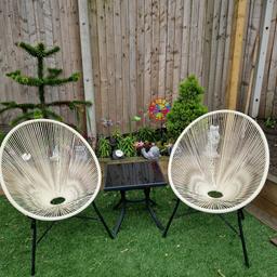 2 large garden chairs with glass table 
Collect from wallasey ch44 
no posting x