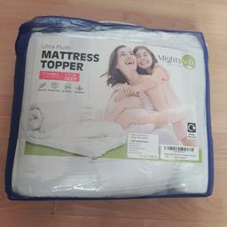 MightySoft Mattress Topper Double Bed 4 Inch Thick, Quilted Extra Deep Double Mattress Topper, Super Fluffy & Breathable Microfiber Double Bed Mattress Topper with Elasticized Straps (850 GSM Filling) new and sealed