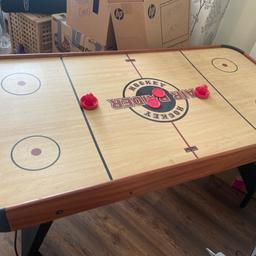Air hockey table . Needs some screws and nuts to support underneath . It works and has all equipment and instructions still . It has slight wear and tear where it’s been in the attic for a long time . Collection asap pls
Original price was £280