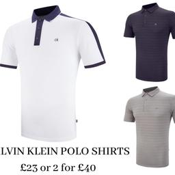 Calvin Klein Polo Shirts

£23 or 2 for £40

▪️Three button placket
▪️Triple jacquard stripe
▪️Recycled polyester fabric
▪️Ultra lightweight
▪️Extreme quick drying fabric
▪️V split hem
▪️CK logo to wearer's left chest
▪️Sizes L - 4XL

Collection Ford L30 or £3.40 postage