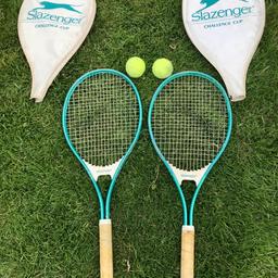 Pair Of Slazenger Challenge Cup Tennis Rackets

L3 L 4 3/4
10 “ x 27 “

Items come with outer covers and some spare tennis balls .
They have been cleaned and disinfected, ready for use .

Condition is used as shown in pictures .

Cash on collection from near Ramada Park Hall Hotel, Goldthorn Park, Wolverhampton, WV4 5E*