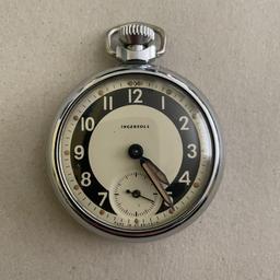 Good example of ingersoll pocket watch,running well,and keeping reasonable time could need either regulating or a service,lense approximately 40.4 mm